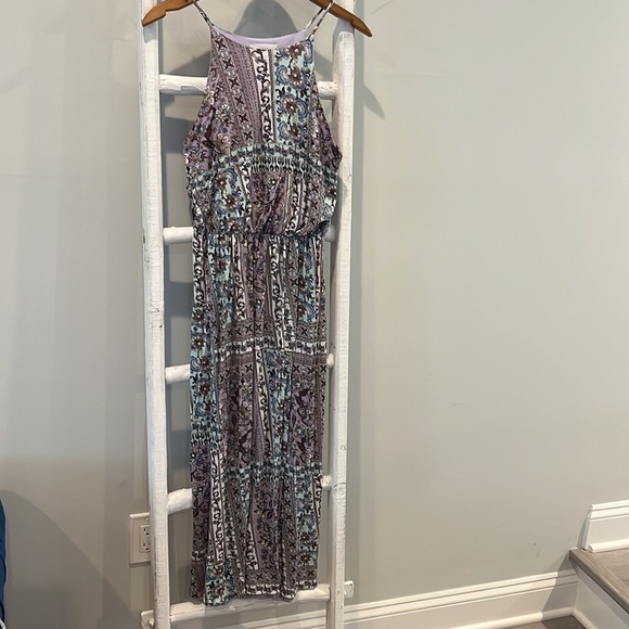 lush halter lavender maxi pattern dress size small - Picture 5 of 8
